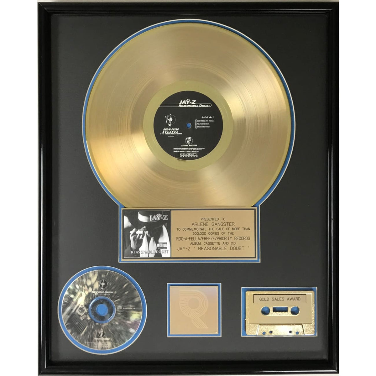musicgoldmine.com - Jay-Z Reasonable Doubt RIAA Gold LP Award