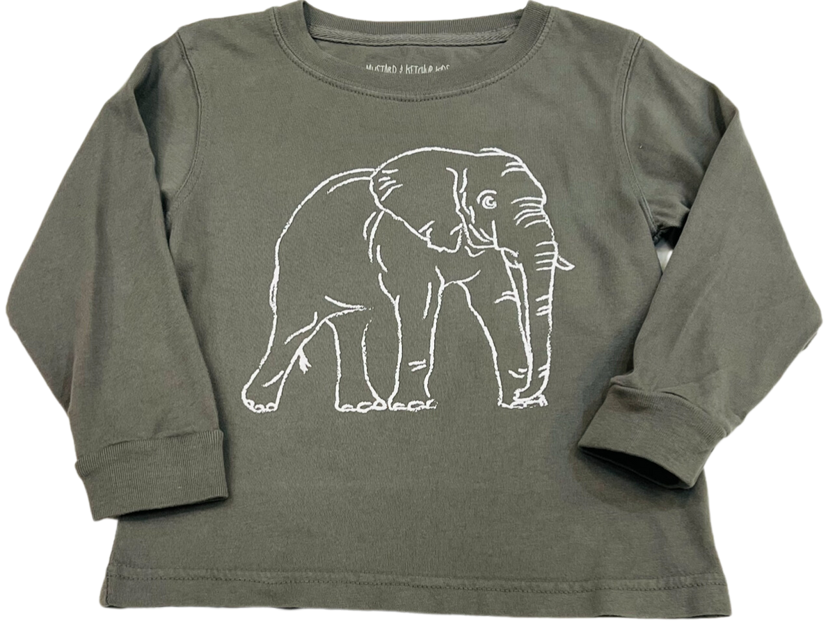 Long-Sleeve Gray/White Elephant T-Shirt – Mustard & Ketchup Kids
