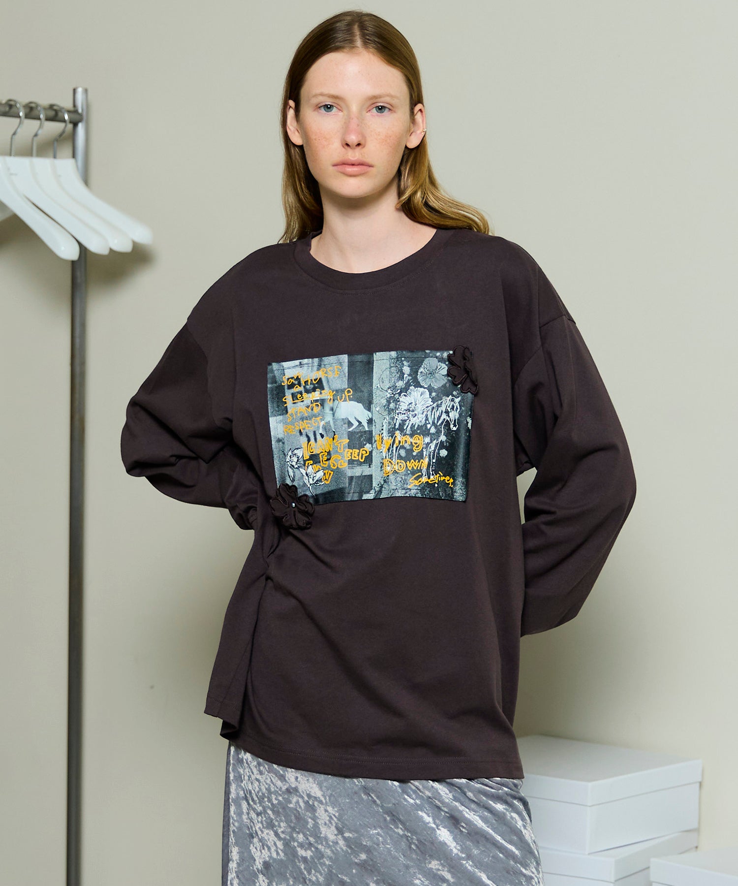 SALE】Garden Flower Photo Print Long Sleeve Tee