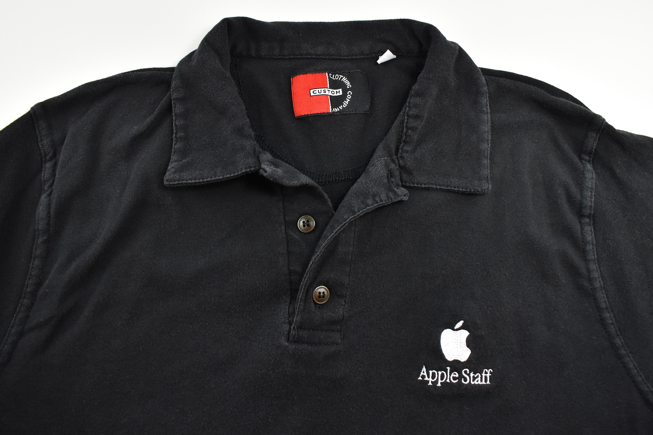 Polo shirt, black with white Apple Staff logotype (c. 1995