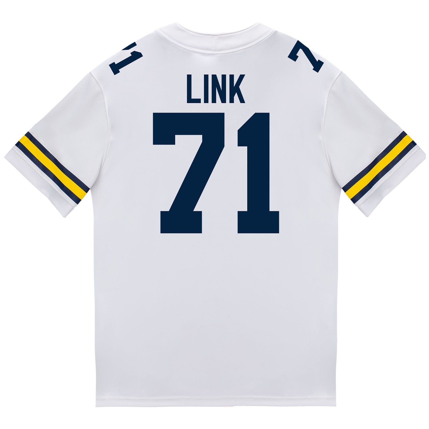 Michigan Wolverines #71 Evan Link Student Athlete White Football