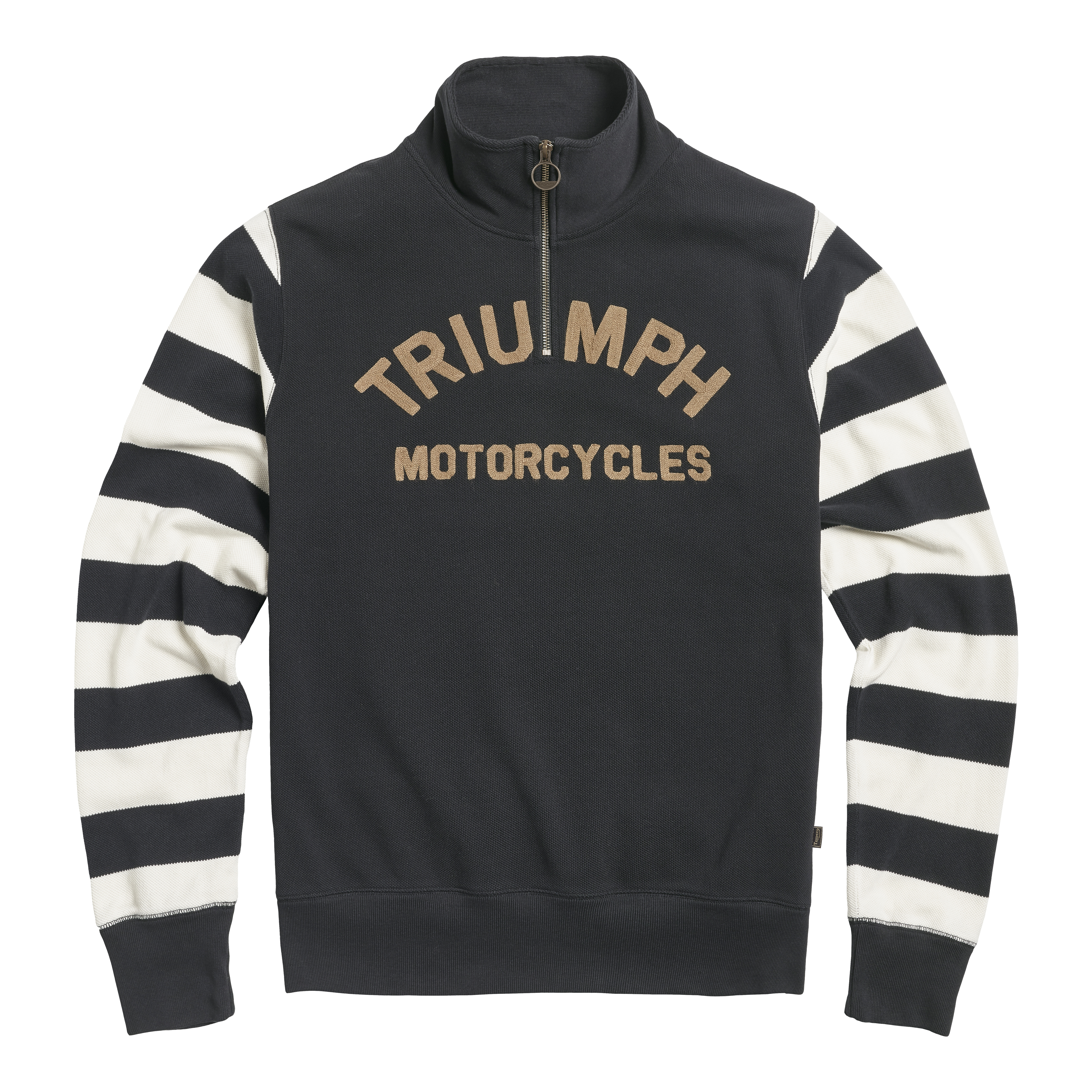 Trophy Quarter Zip Sweatshirt in Black and Bone | Triumph Heritage
