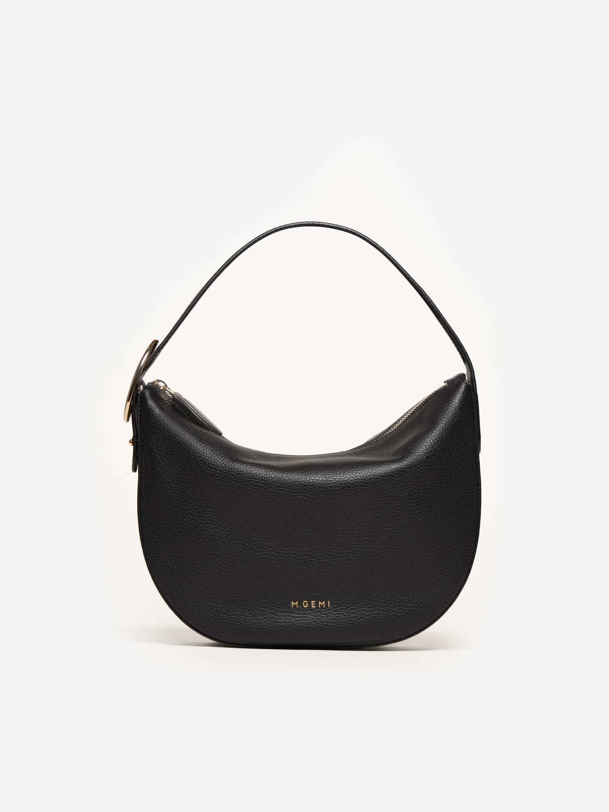 The Evelina Shoulder Bag - Black - Tumbled Leather - M.Gemi