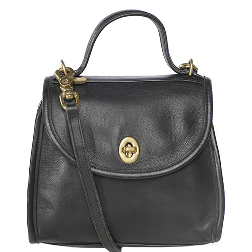 Vintage Coach Black Leather Crossbody Mini Top Handle Bag – Mint