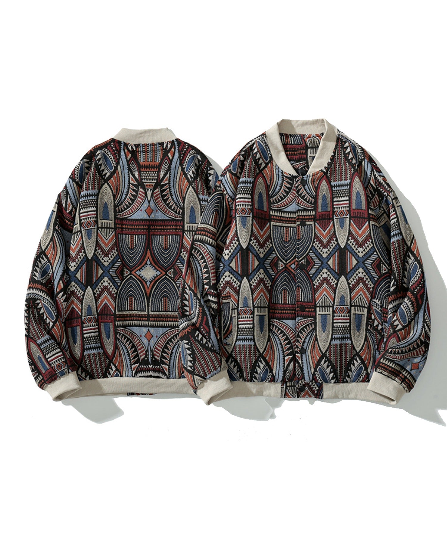 HOOK- 】パッチワーク柄幾何学模様 ゴブラン・デニムブルゾン – 《公式