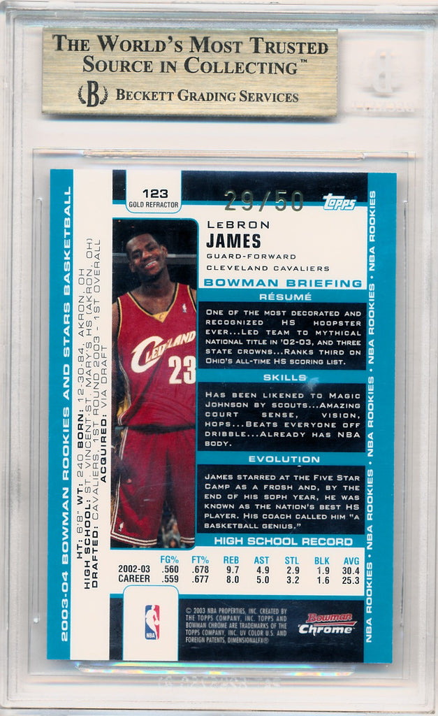 Topps 2003-2004 Bowman Chrome Gold Refractors #123 Lebron James 29
