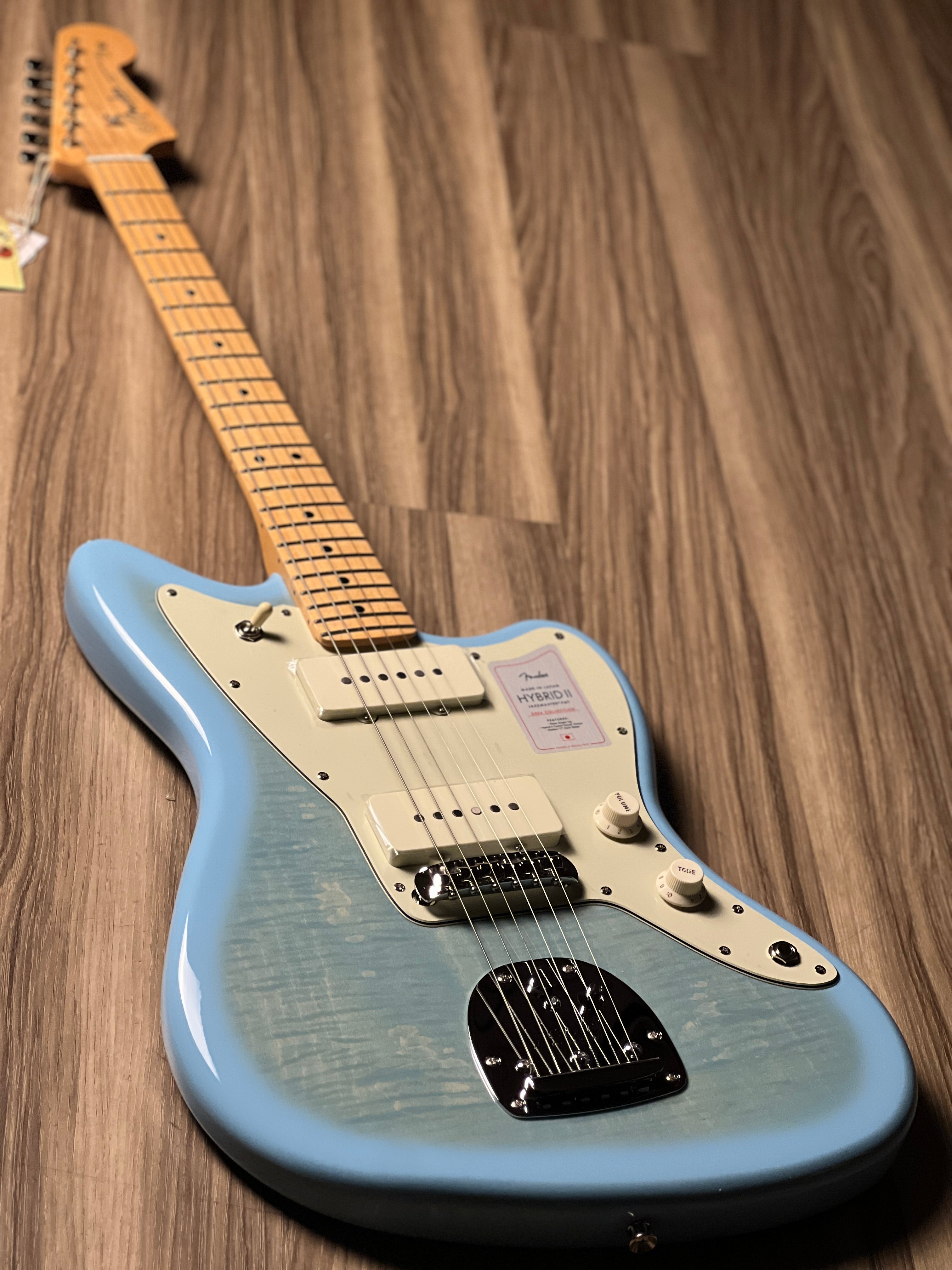 Fender Japan Hybrid II Jazzmaster with Maple FB in Celeste Blue