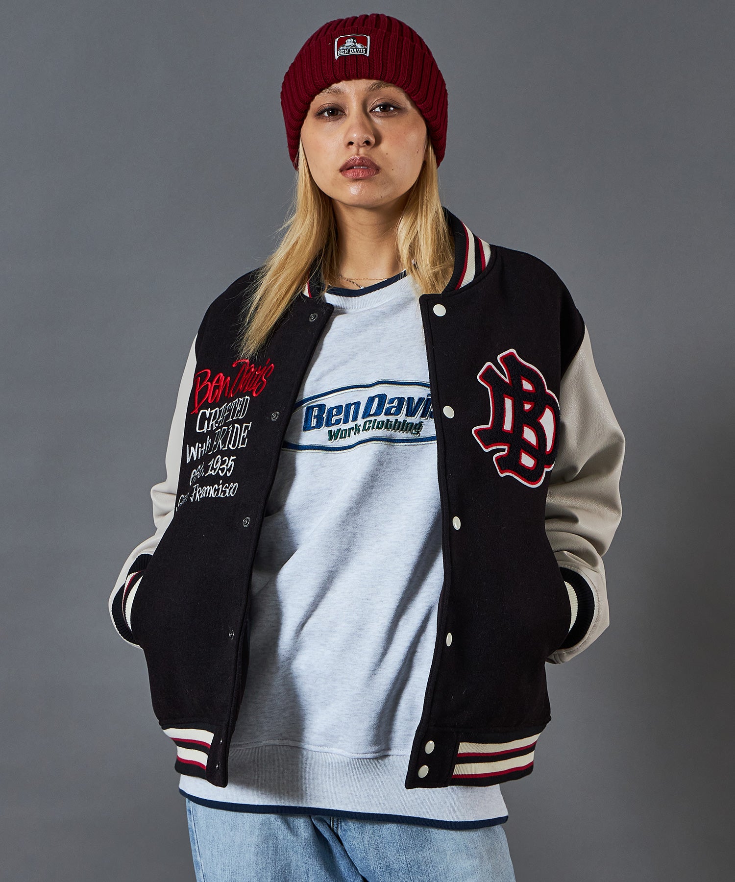 BEN DAVIS（ベンデイビス）】BD STADIUM JACKET / 刺繍 ワッペン OLD