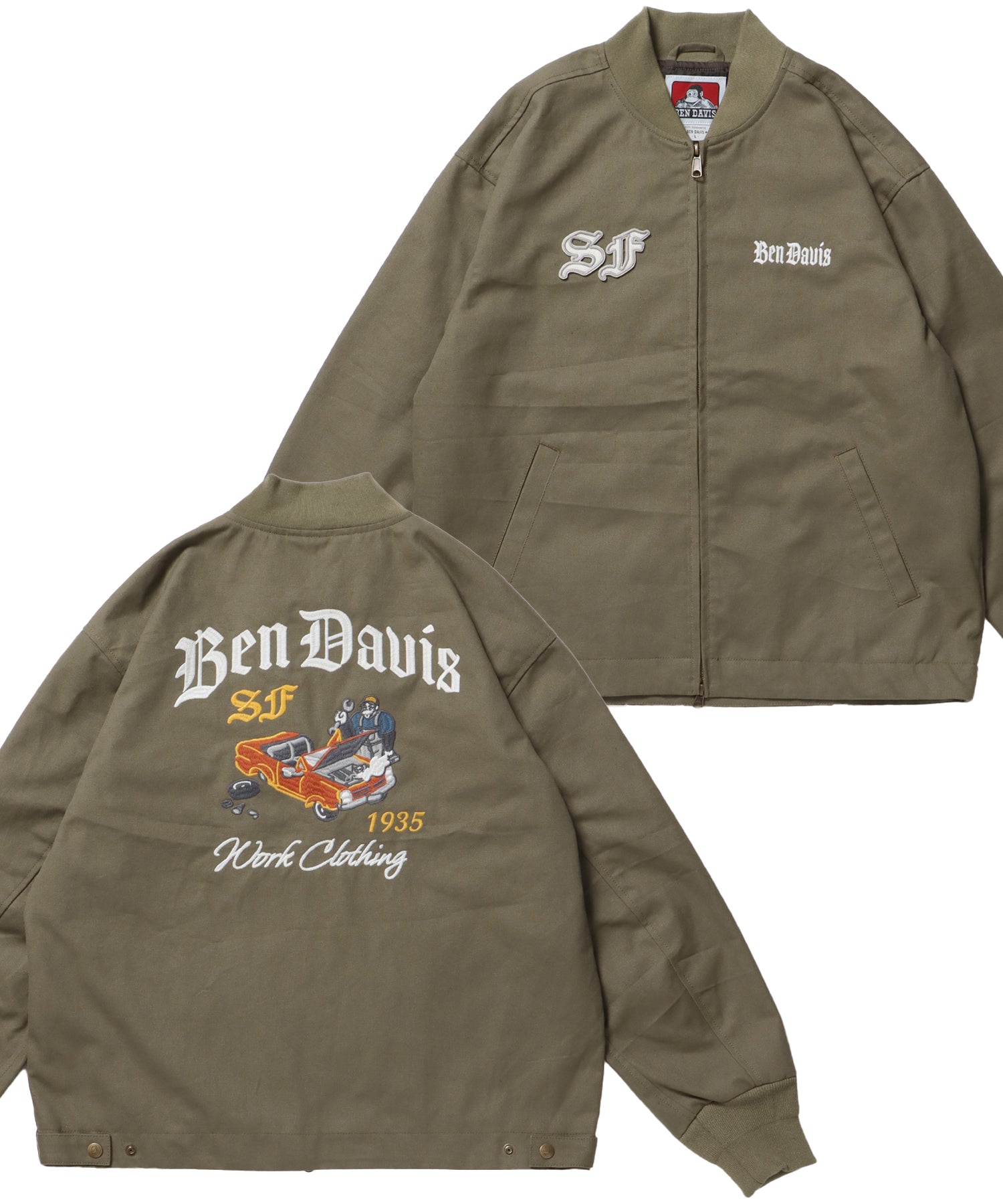 BEN DAVIS（ベンデイビス）】MECHANIC EMB RIBBED JACKET / ワーク