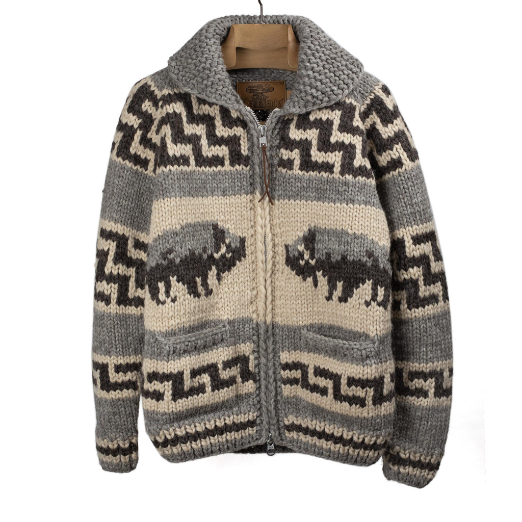 Kanata FW25 Bison hand-knit Cowichan cardigan, 6-ply wool (restock