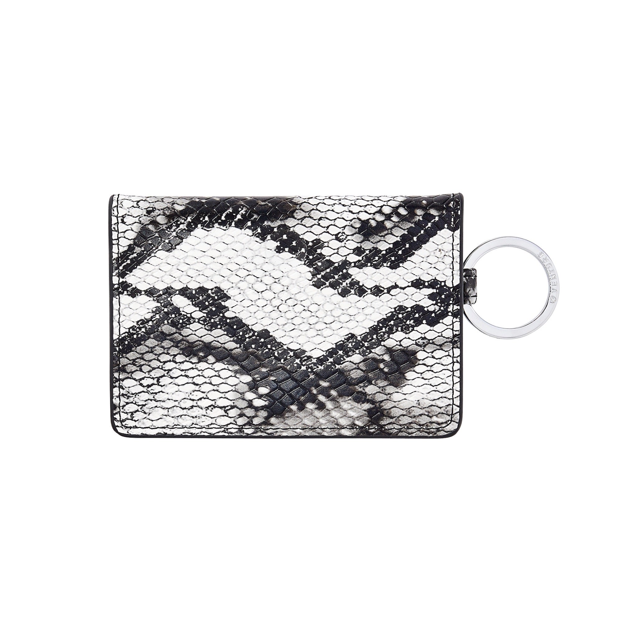Black & White Keychain Wallet for Women – Leather ID Case | Oventure