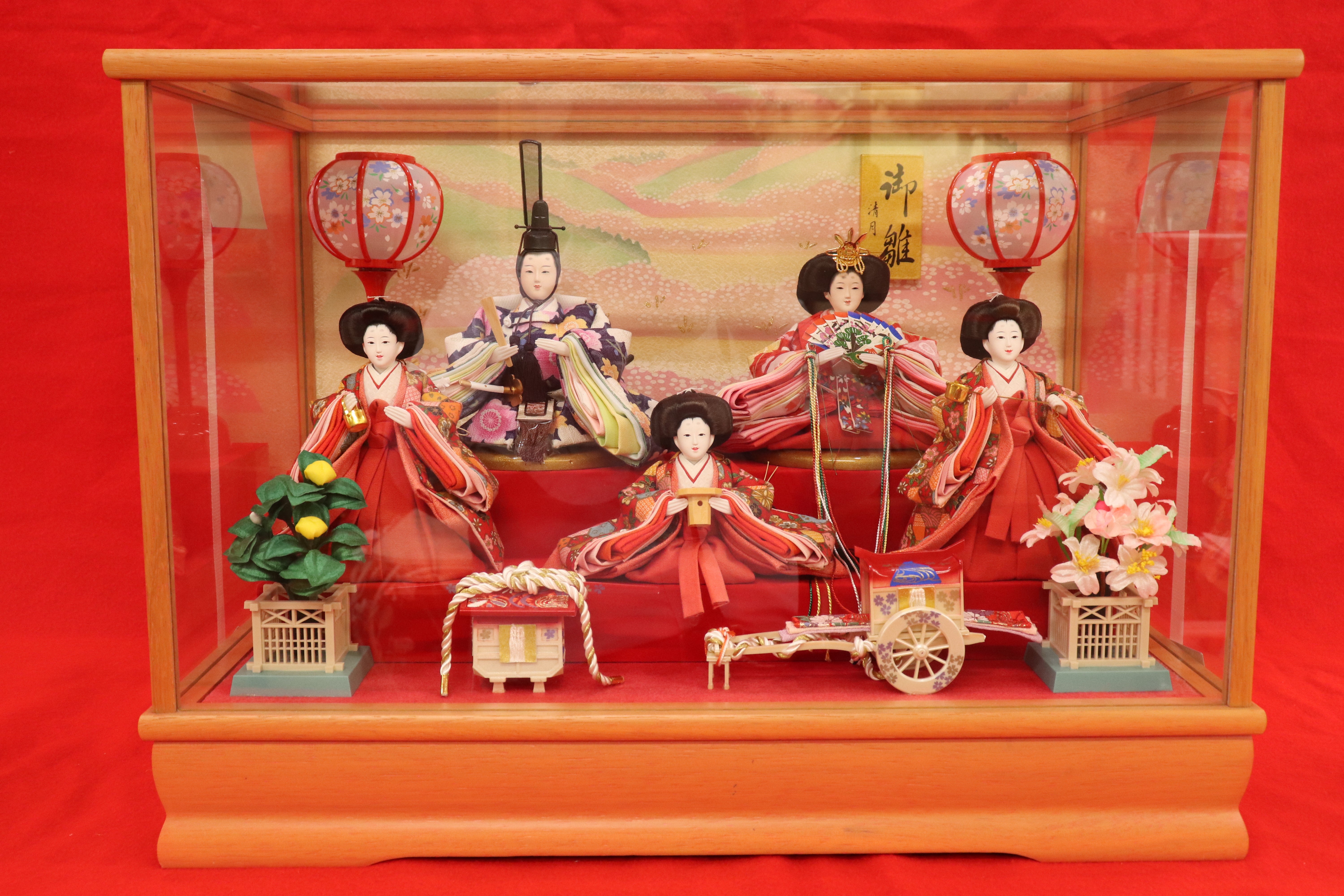 五人飾り雛人形ガラスケース (53cm×33cm×38cm) – 節句人形の通販サイト