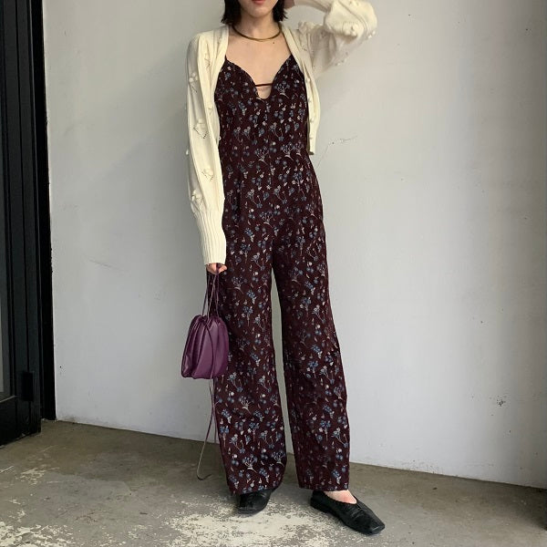 Mame Kurogouchi】 Floral Jacquard Sleeveless Jumpsuits – ONENESS