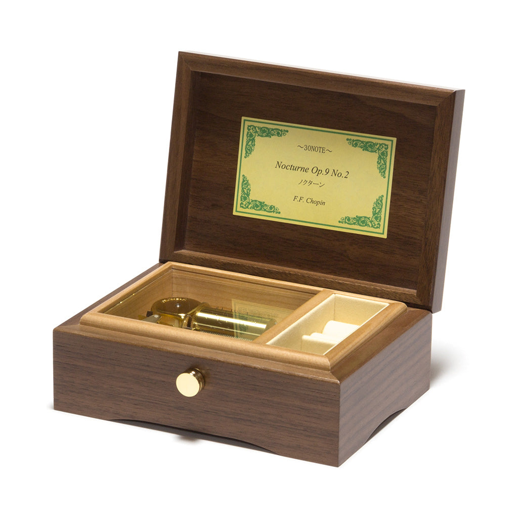 曲が選べる・誕生日に人気】30弁 小物入れ付きA ウォールナット｜高級