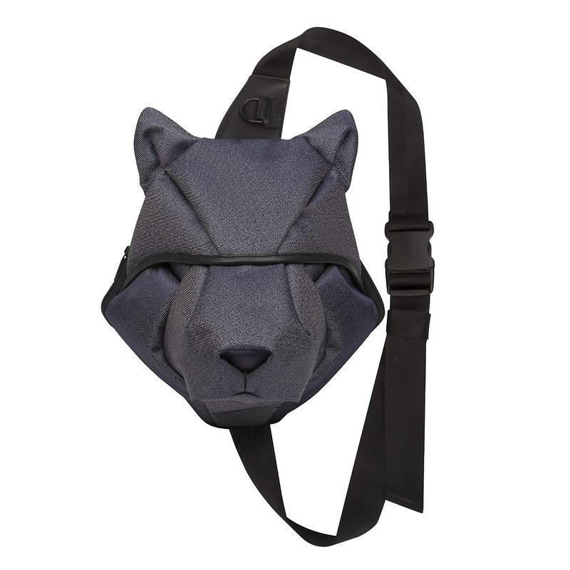 ORIBAGU折り紙バッグ＿デニムオオカミ＿ボディバッグ