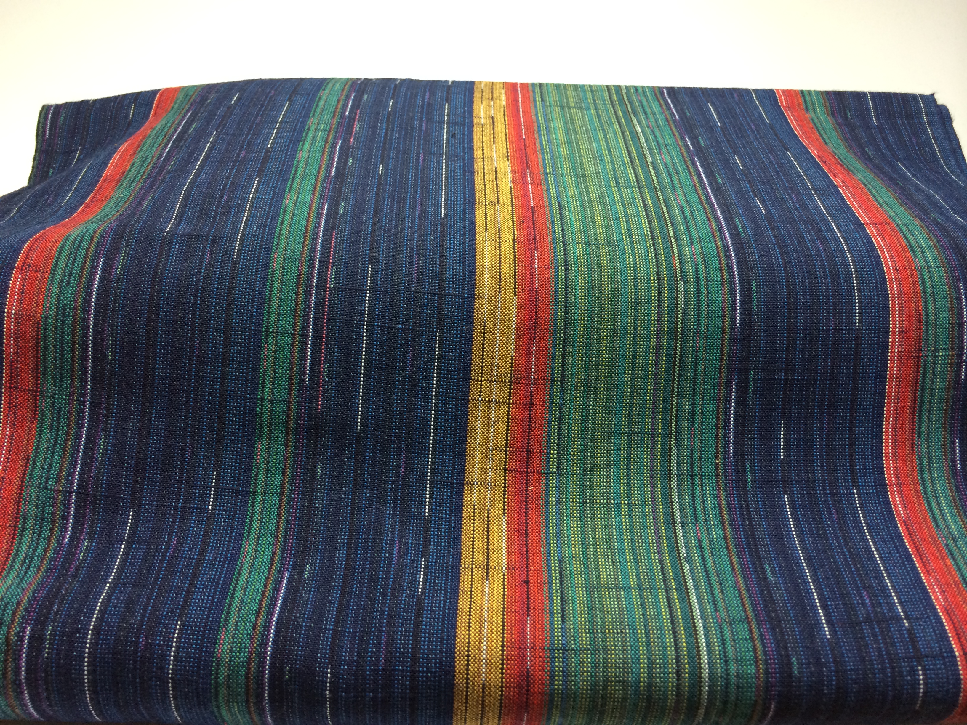 青と緑のストライプ 織物ランナー、裂織 青と緑のストライプ 織物