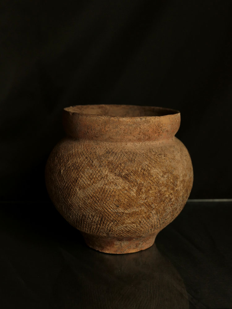 紀元前2000年頃・古代タイ・バンチェン・土器・壺・h13.5cm