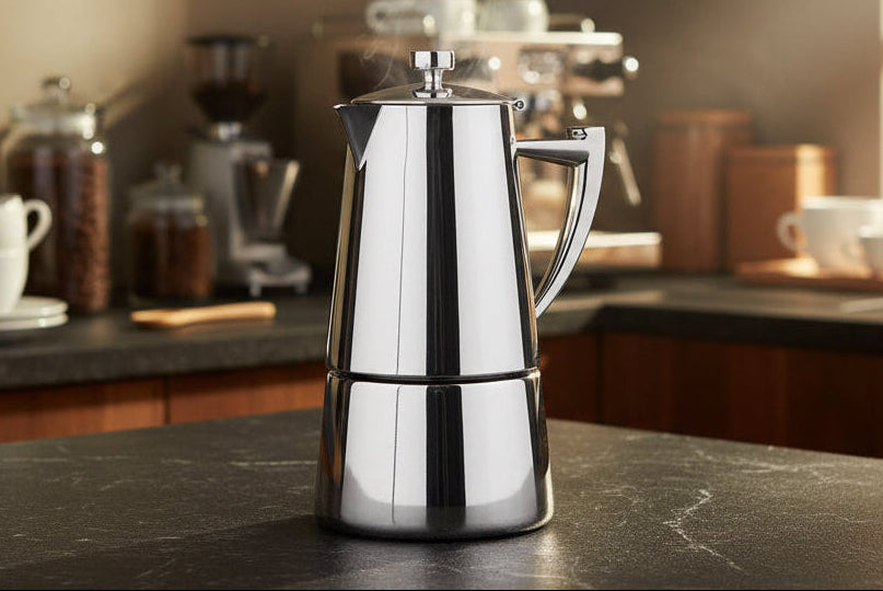 Cuisinox Roma Mirror Stainless Steel Induction Stovetop Moka Espresso