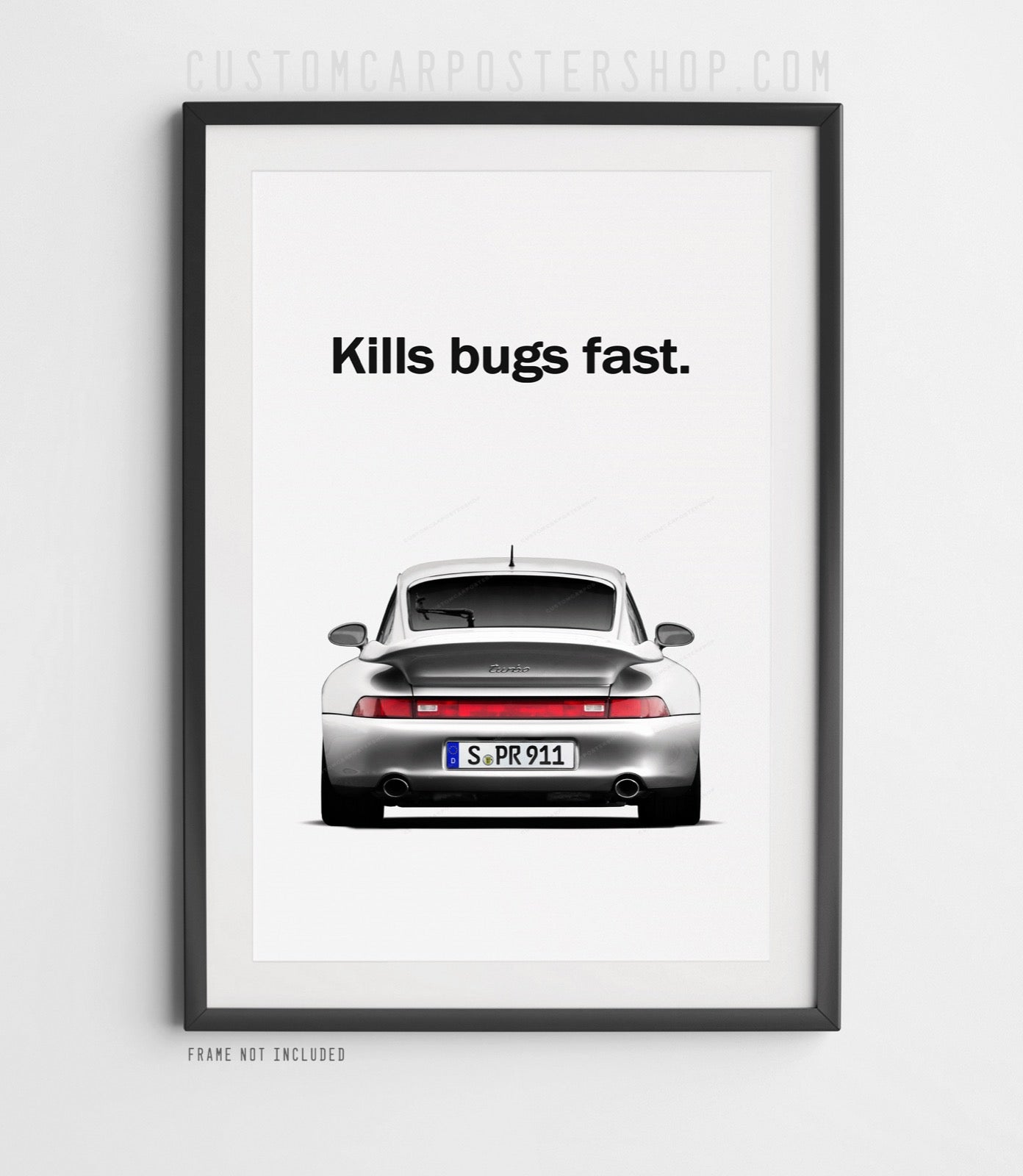 Porsche 993 Turbo Inspired Vintage Styled Wall Art - Kills Bugs Fast