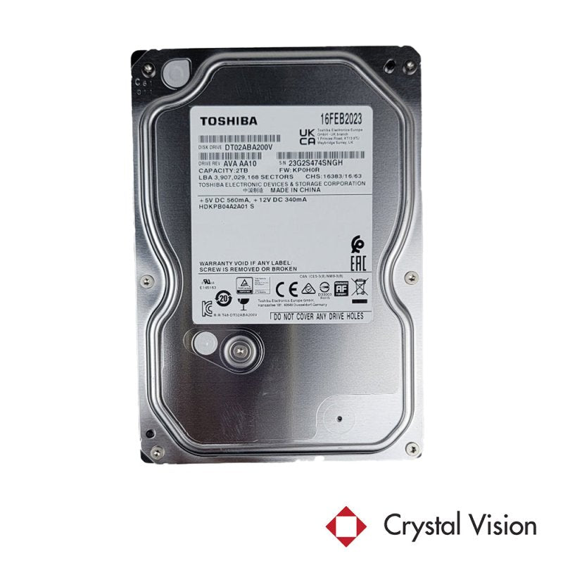 Toshiba 2TB Surveillance Hard Drive - SATA 3.5 Inch – Crystal Vision