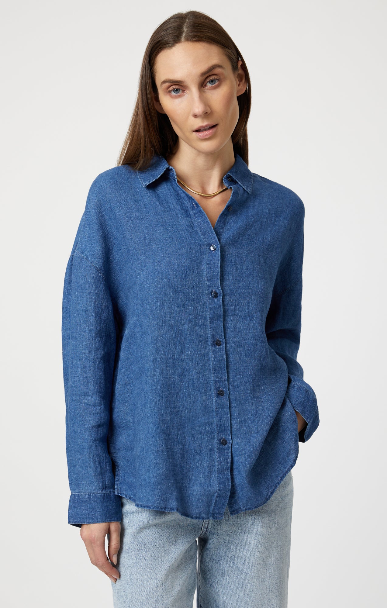 Mavi Women's Linen Long Sleeve Shirt In Ensign Blue – Mavi Canada