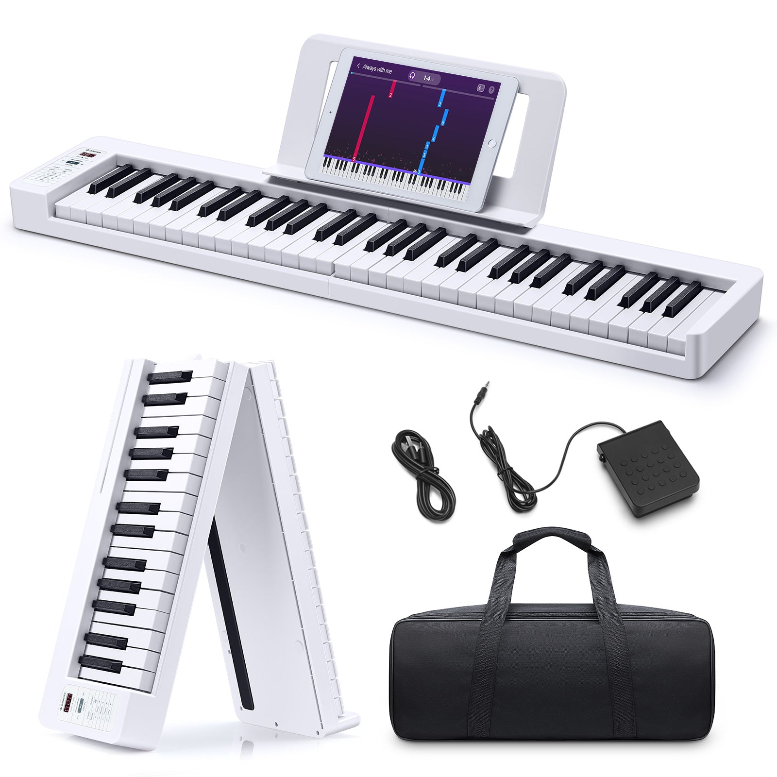 DP-06 61 Key Foldable Digital Piano Semi-weighted Keyboard Donner