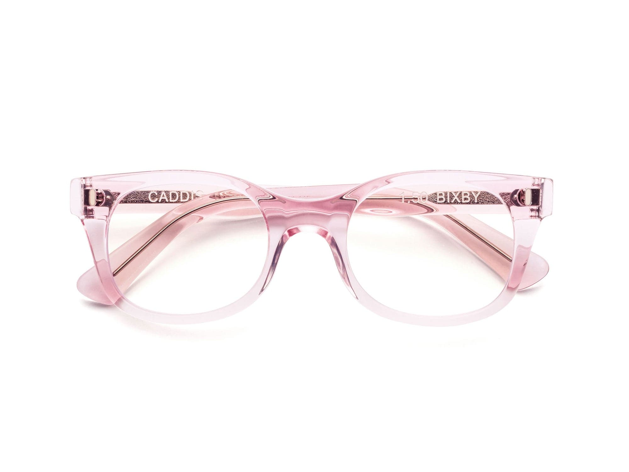 Bixby Reading Glasses - Polished Clear Pink | Caddis – Caddis