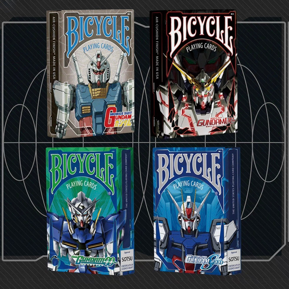 Bicycle Gundam Seed 00 UC Unicorn 4-decks collection in acrylic