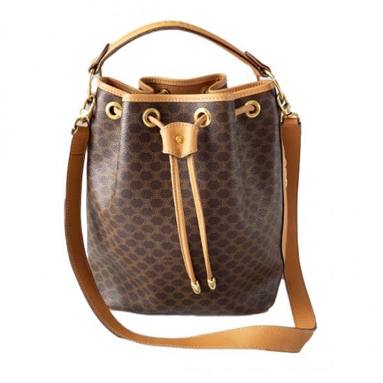 CELINE セリーヌ マカダム柄 巾着ショルダーバッグ