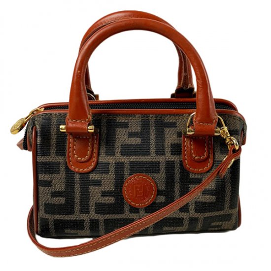 FENDI フェンディ ズッカ柄 PVC/レザー ミニショルダーバッグ