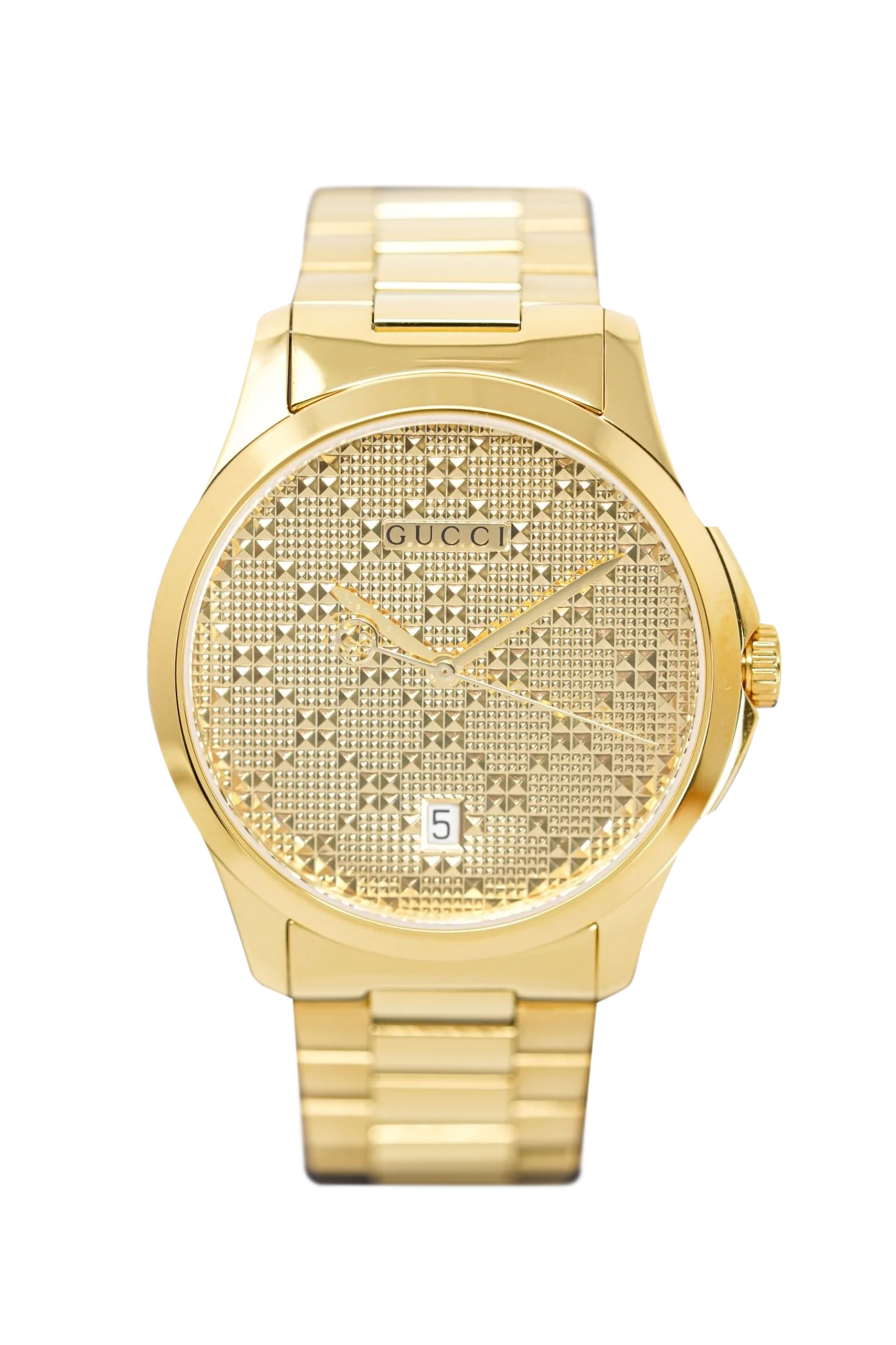 Gucci YA126461 Yellow Gold Dial Stainless Steel Strap Watch For Men