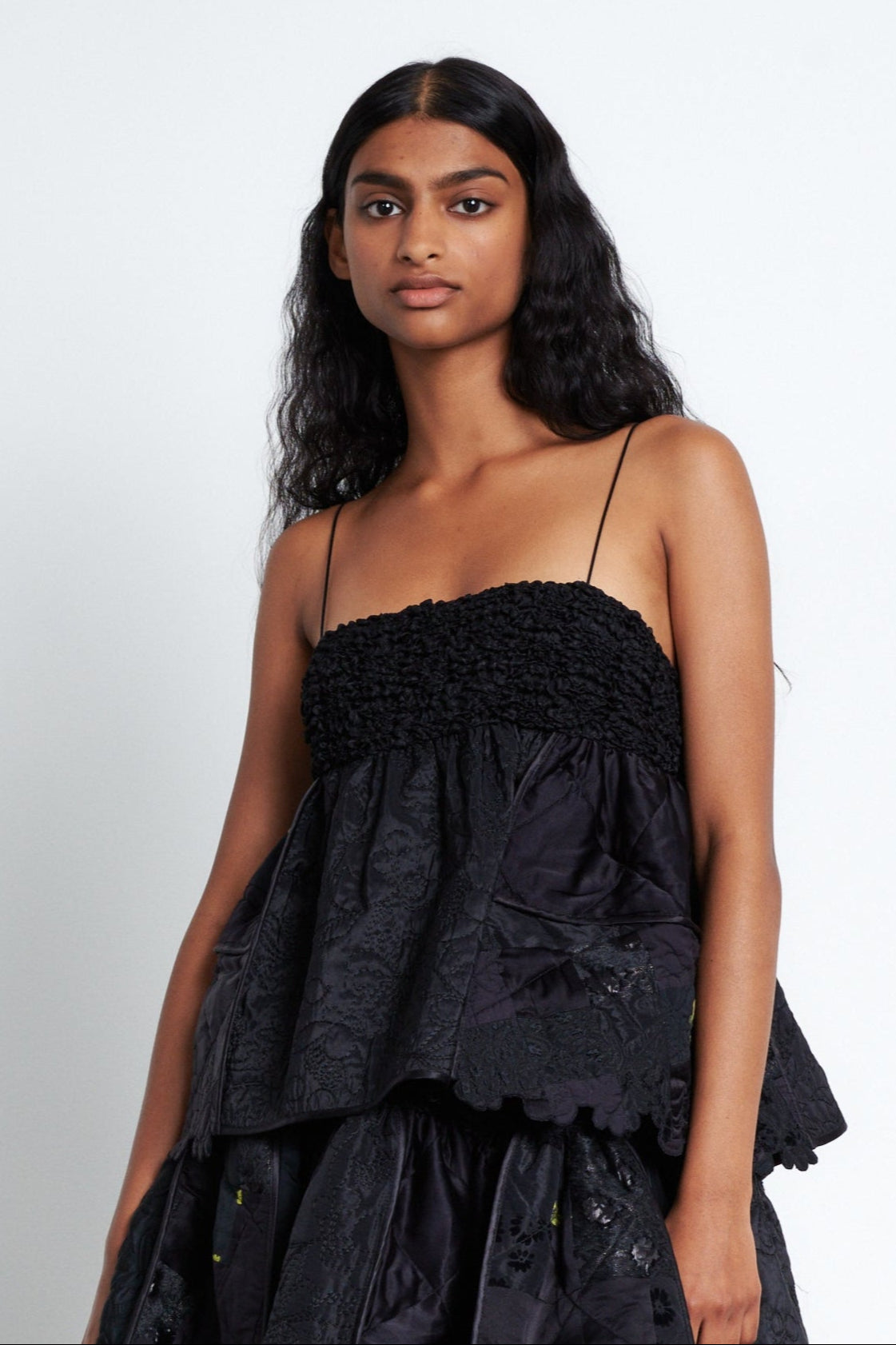 SELENA | PATCH. TOP ENCORE PATCHWORK | BLACK