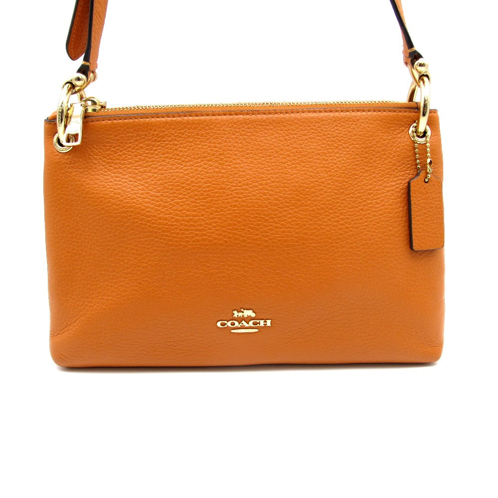 COACH コーチ ショルダーバッグ 斜め掛け 表ロゴ レザー オレンジ