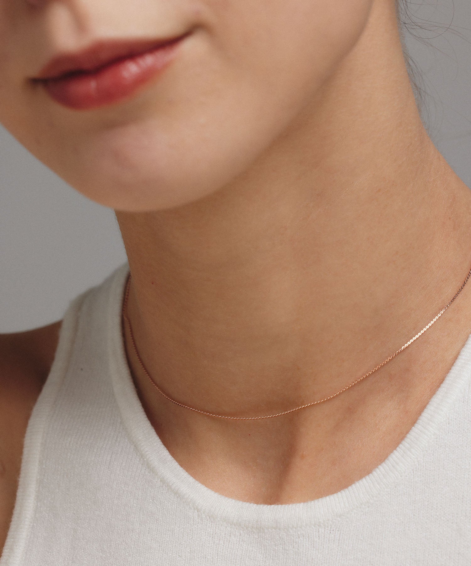 ピンクゴールド]ツイストスネークチェーンネックレス/34cm