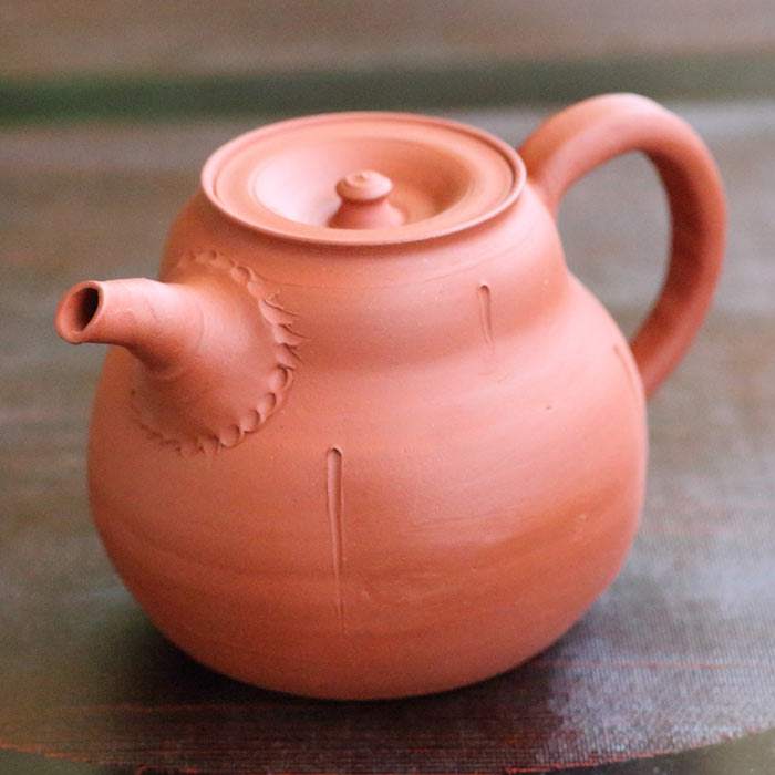 常滑焼 四代山田常山 朱泥ティーポット 大容量満450cc 後手急須