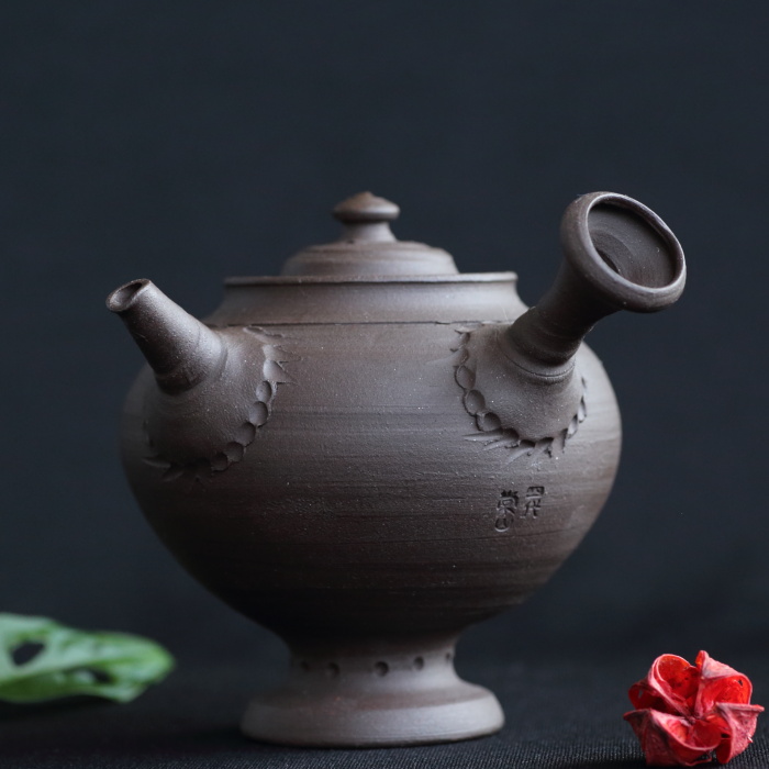 四代山田常山 紫泥急須 満容量180ml 作家もの常滑焼煎茶器 日本茶中国