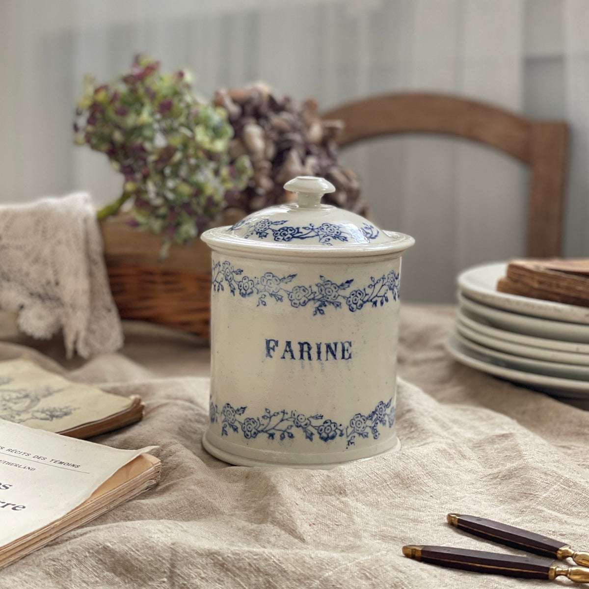 サンチューズ窯陶製キャニスター（FARINE）高さ16cm フランス