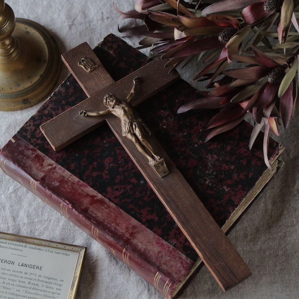 キリスト像の十字架（30x15cm） フランスアンティークインテリア雑貨
