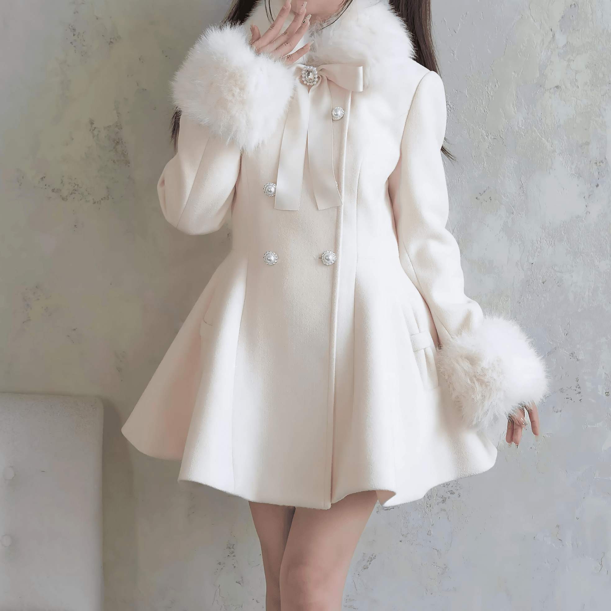 NoGenki】フレアシルエットガーリーダブルボタンコート◇コート 量産型