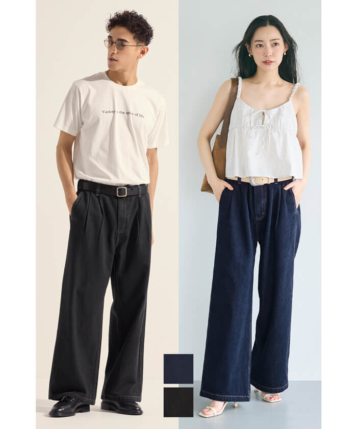 セール☆3990円→1990円 ツータックワイドパンツ メンズ レディース