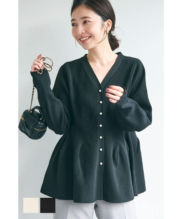 スポンディッシュニットペプラムカーディガン レディース メール便不可