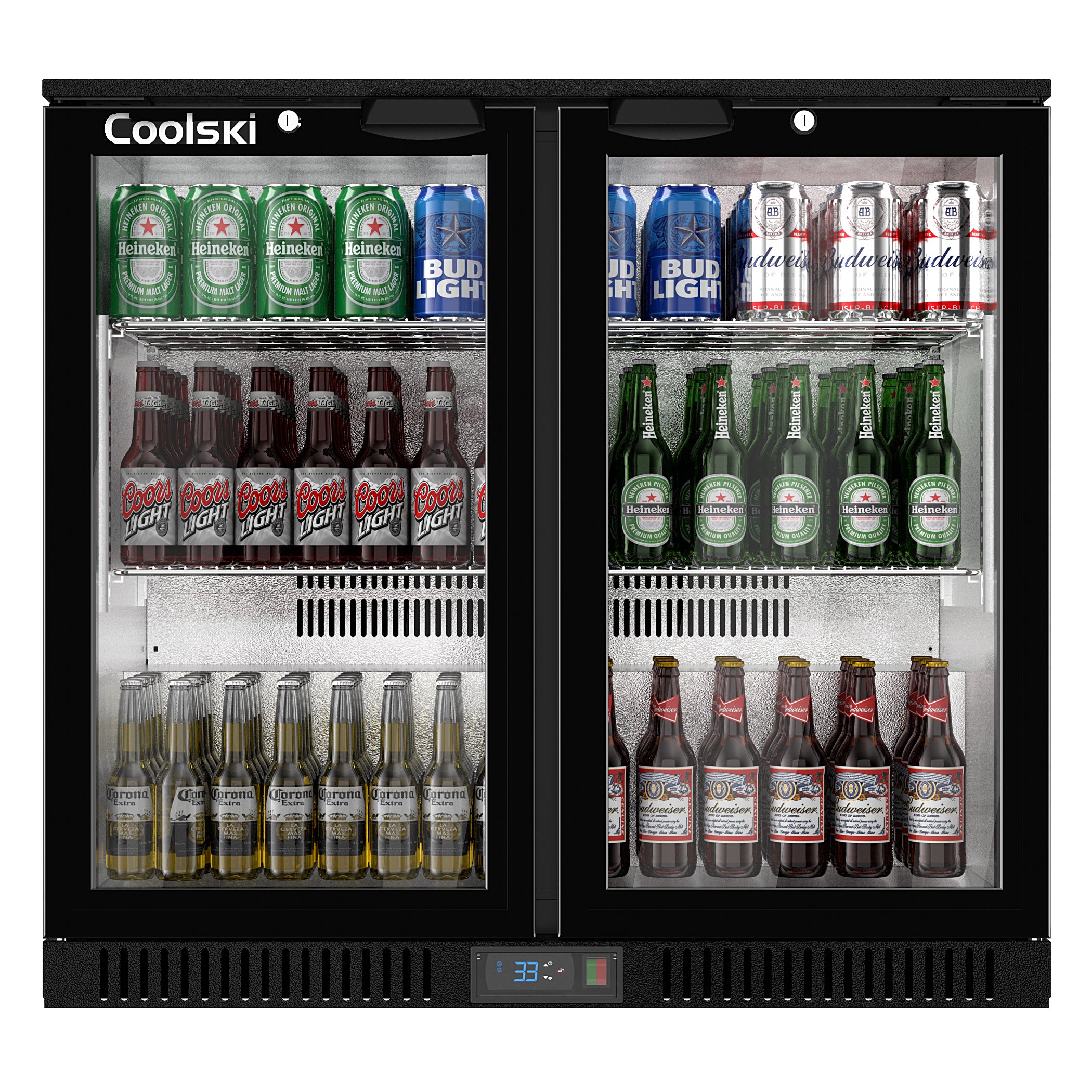 Coolski 7.4 Cu.Ft Back Bar Cooler Beverage Refrigerator with 2