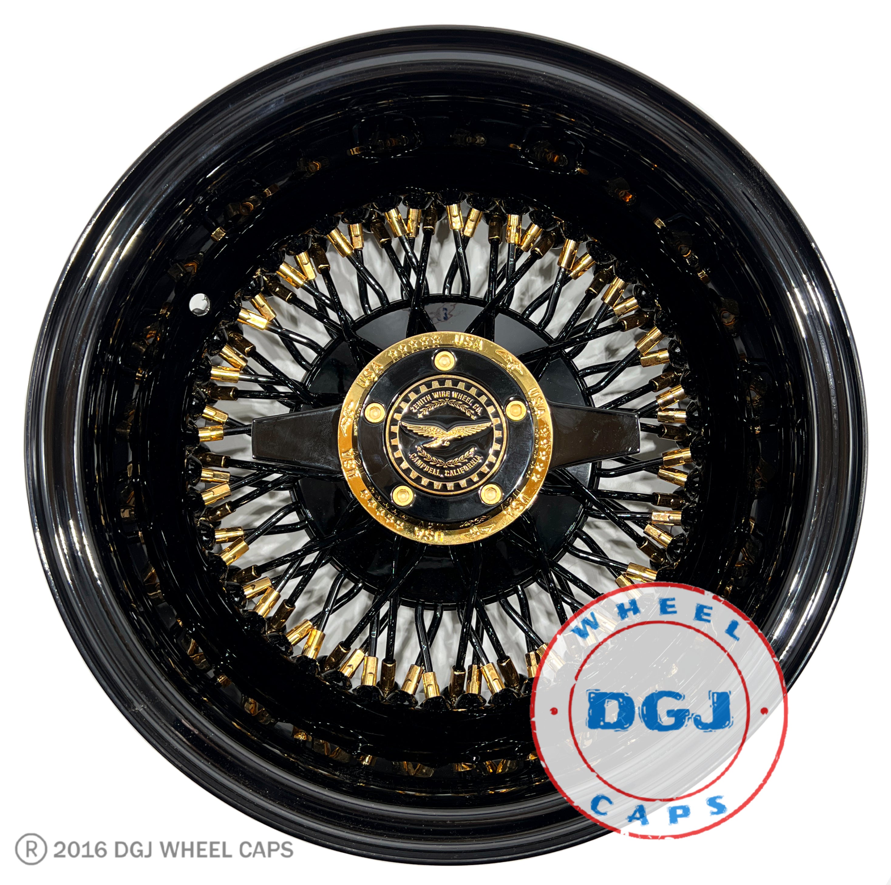 13x7 Rev 72 CL Black w/ Gold Nipples + Zenith Locking Lowrider