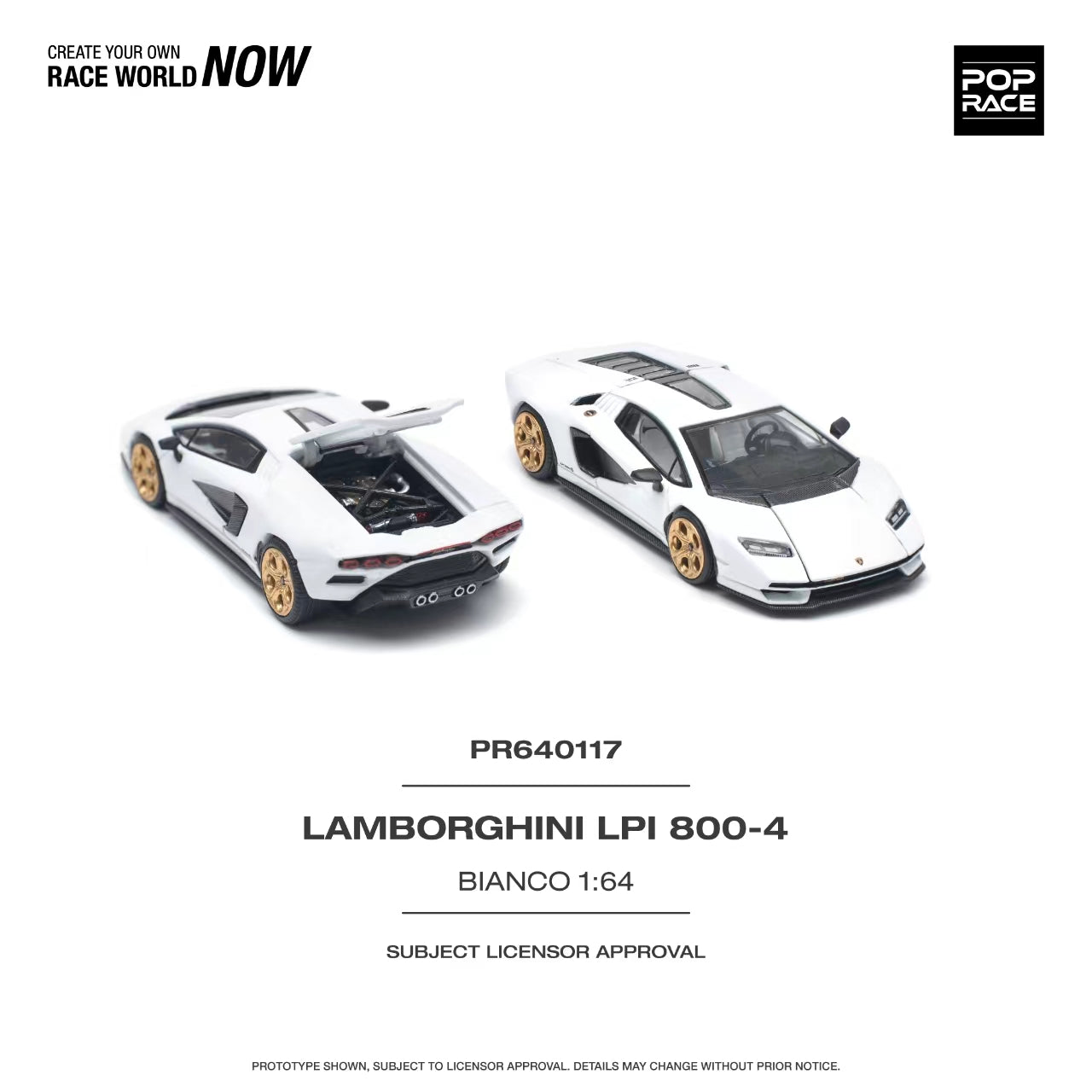 POP RACE 1/64 LAMBORGHINI LPI 800-4 BIANCO PR640117 – Diecast Toyz SG