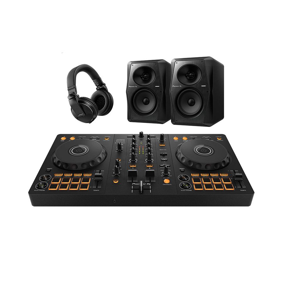 Pioneer DJ DDJ-FLX4, HDJ-X5 Headphones and VM-50 Speakers Complete