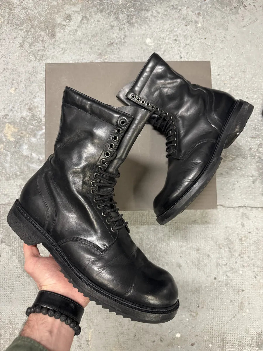 FW2015 Rick Owens Army Black Combat Leather Boots – Dolce Vita Hub