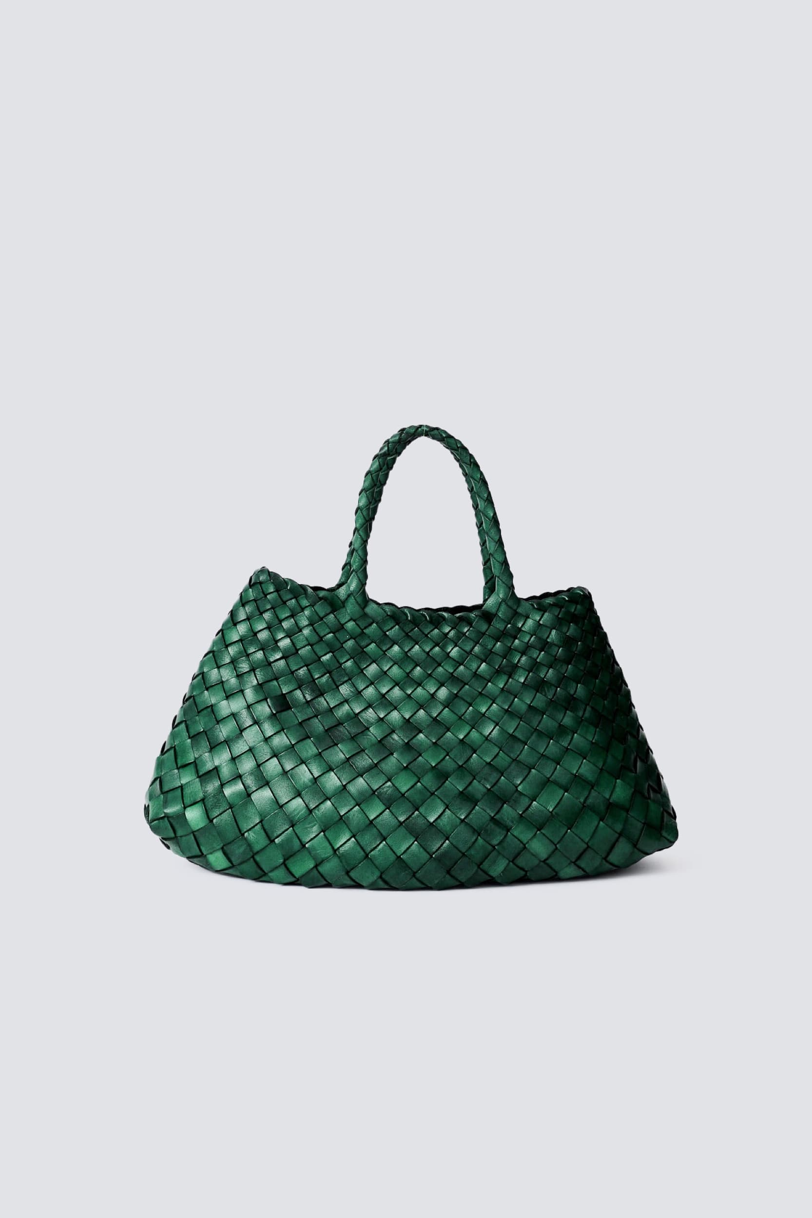 Dragon Diffusion - Santa Croce Small Forest Green Woven Leather Bag