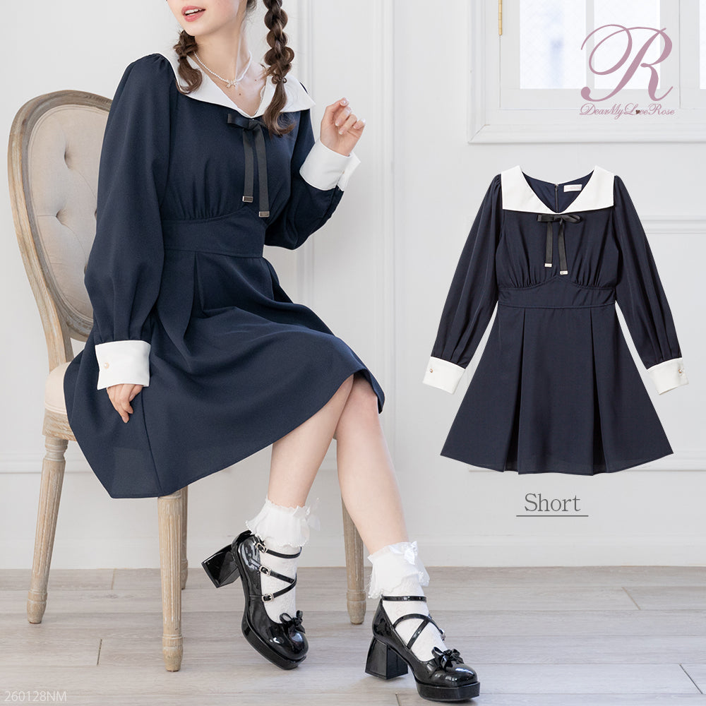 角衿レトロリボンワンピース – レディースファッション通販の夢展望