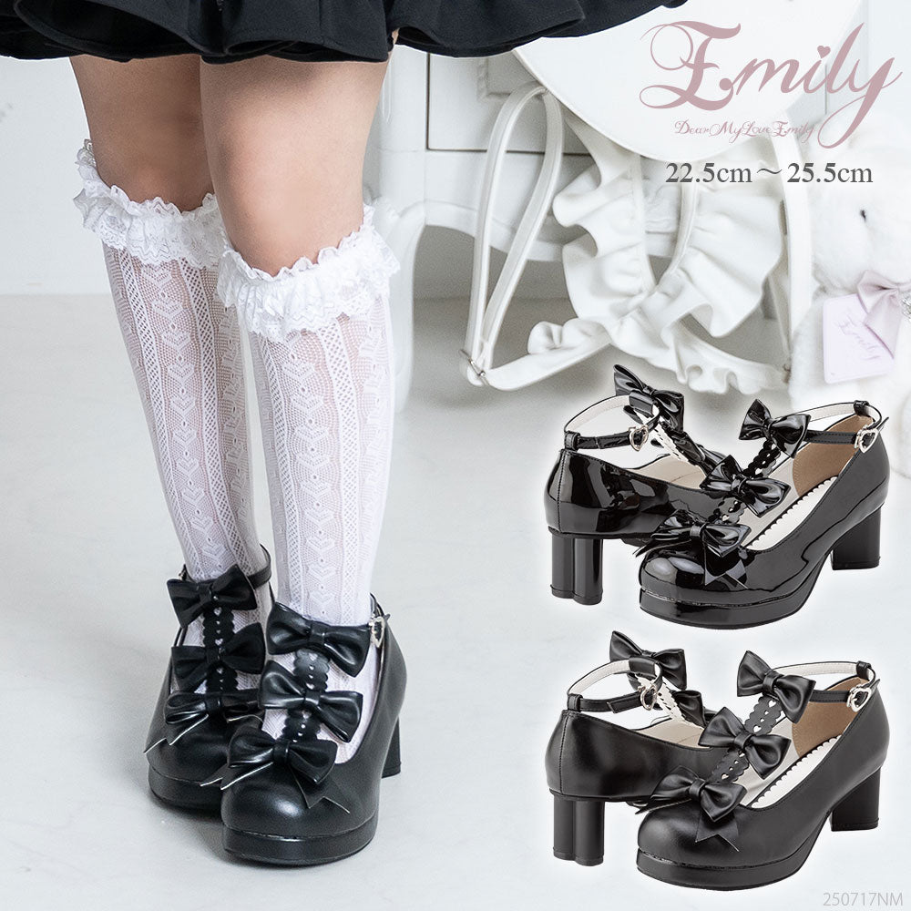 2buy20%OFFクーポン対象】ハートヒールトリプルリボンシューズ