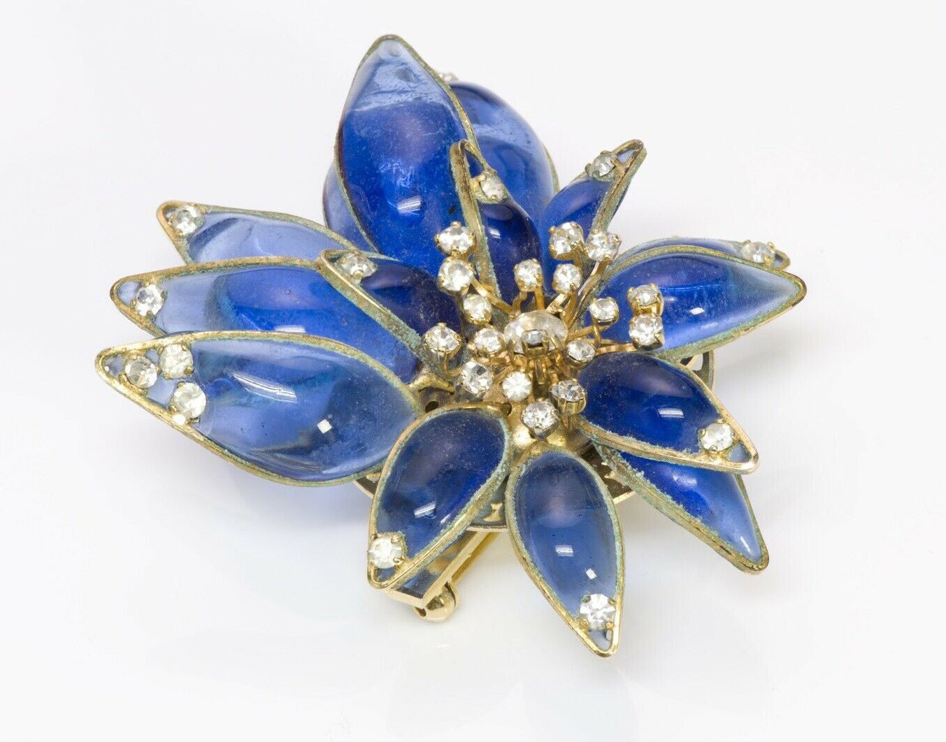 Christian DIOR 1940's by Maison Gripoix Glass Flower Brooch